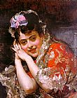 Raimundo De Madrazo Y Garreta Famous Paintings - The Model Aline Masson with a White Mantilla